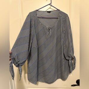 Talbots Chevron Blue and White Blouse
